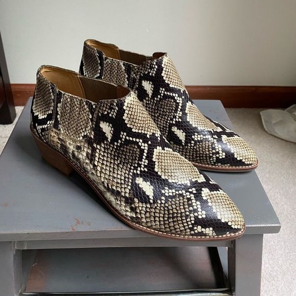 MADEWELL Women Sonia Chelsea Snake Embossed Leather Boots - NEW NWOB - Picture 12 of 13
